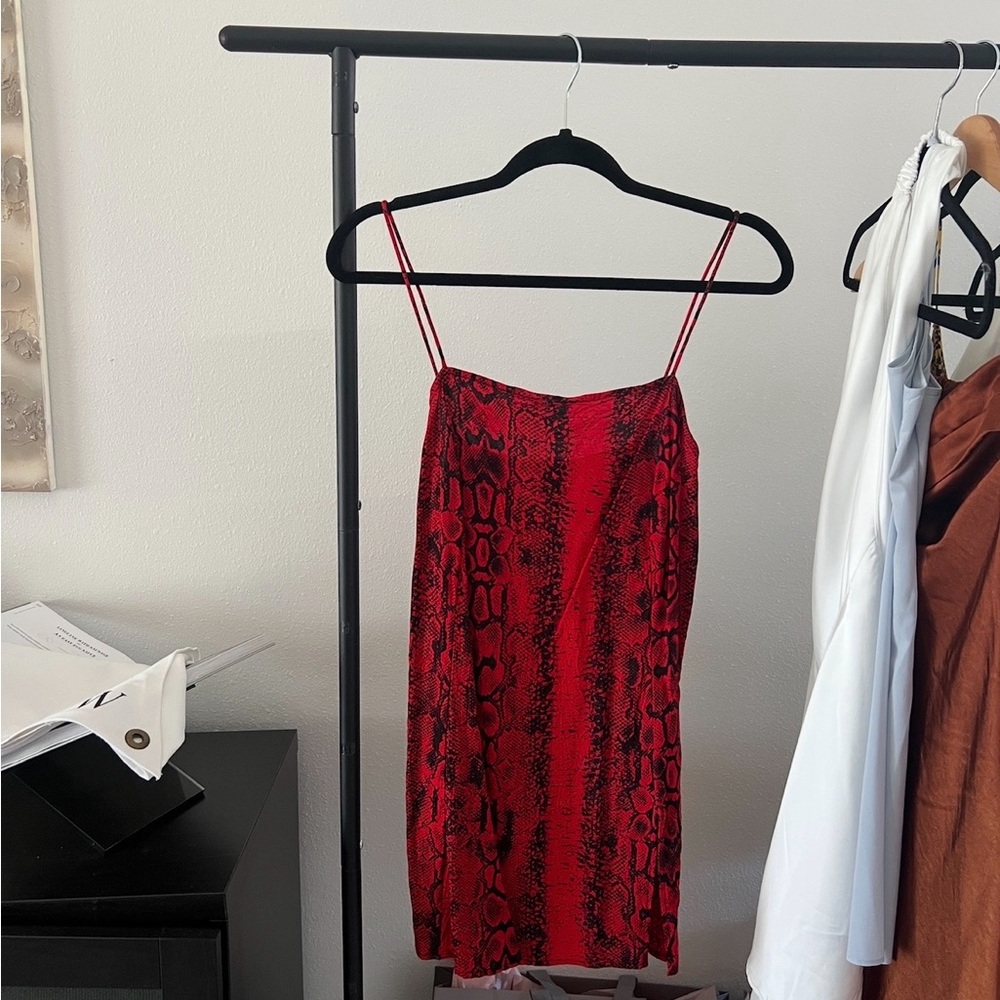 Motel Rocks Red Snake Print Dress